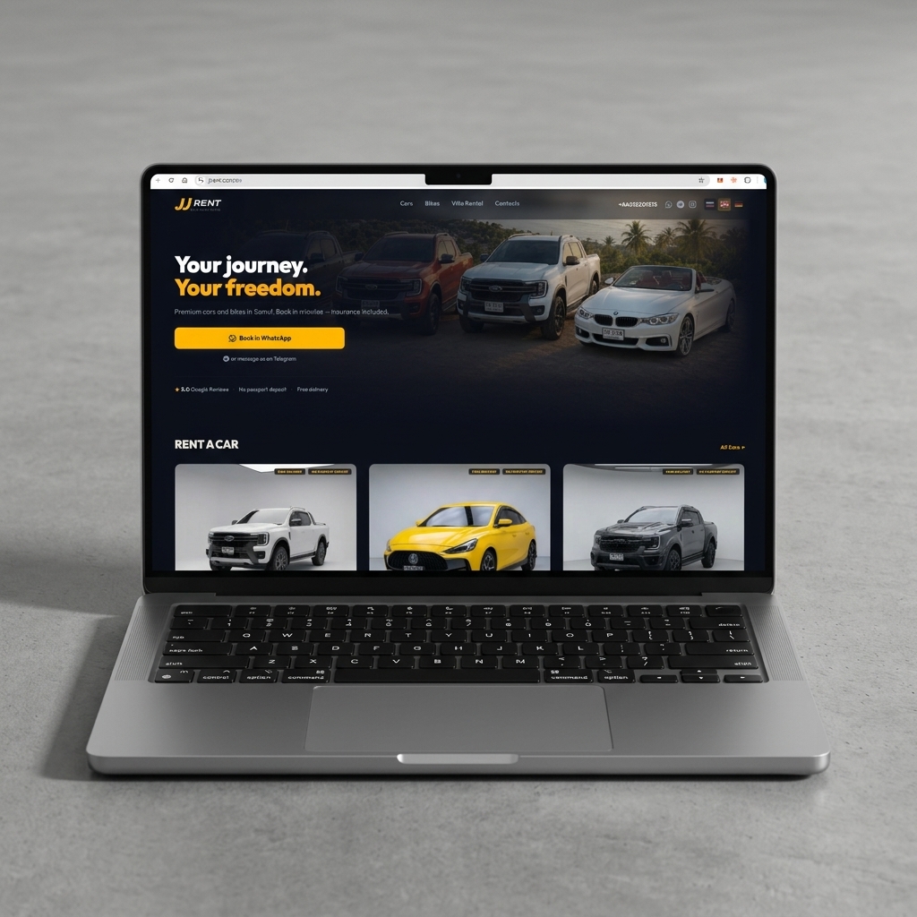 JJRent.com Website Laptop Mockup